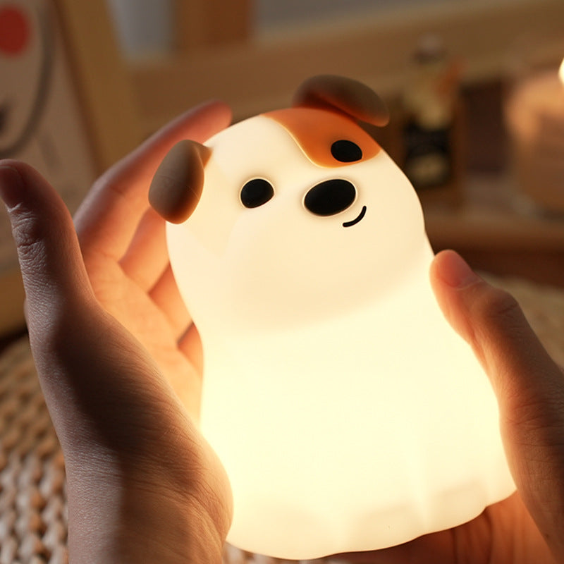 Atmosphere lamp ornaments dog silicone night light USB touch dimming baby room bedroom light pet children night light
