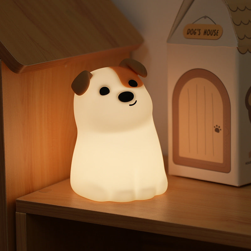 Atmosphere lamp ornaments dog silicone night light USB touch dimming baby room bedroom light pet children night light