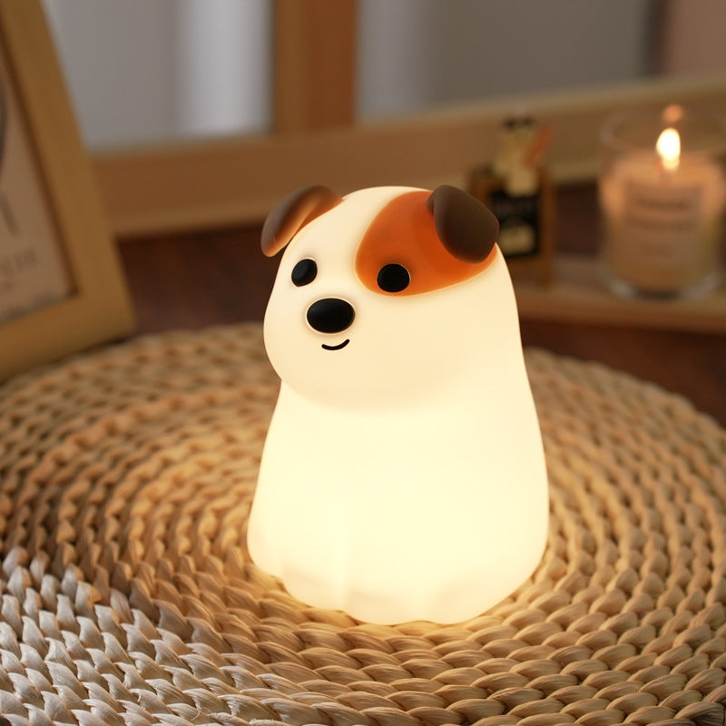 Atmosphere lamp ornaments dog silicone night light USB touch dimming baby room bedroom light pet children night light